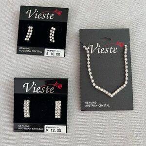 Vieste Jewelry set - 2 pairs of earrings, one necklace